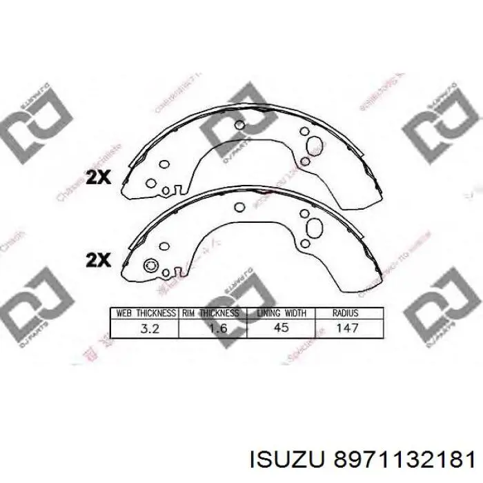 Задние барабанные колодки 8971132181 Isuzu