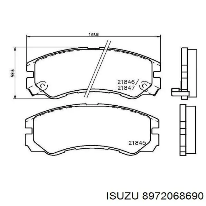 Передние тормозные колодки 8972068690 Isuzu