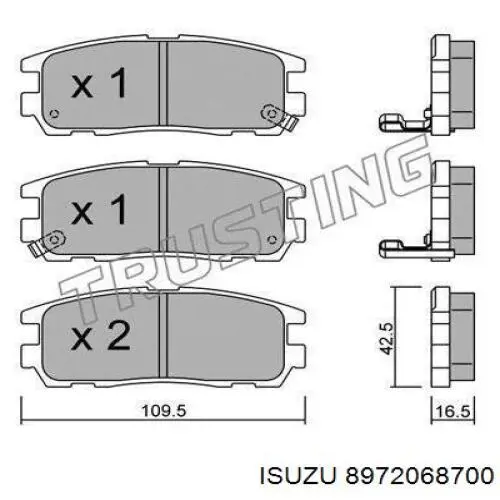 Задние тормозные колодки 8972068700 Isuzu