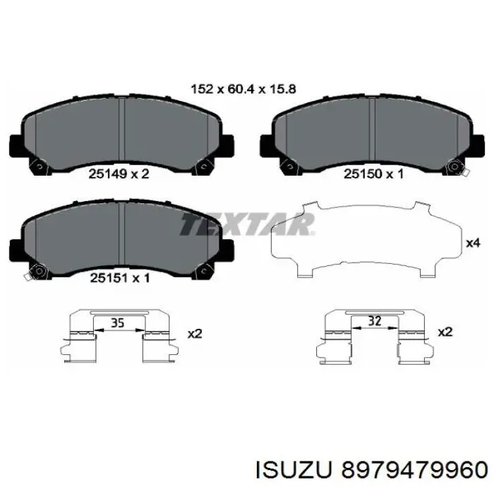 Передние тормозные колодки 8979479960 Isuzu