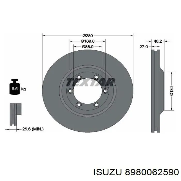 Передние тормозные диски 8980062590 Isuzu