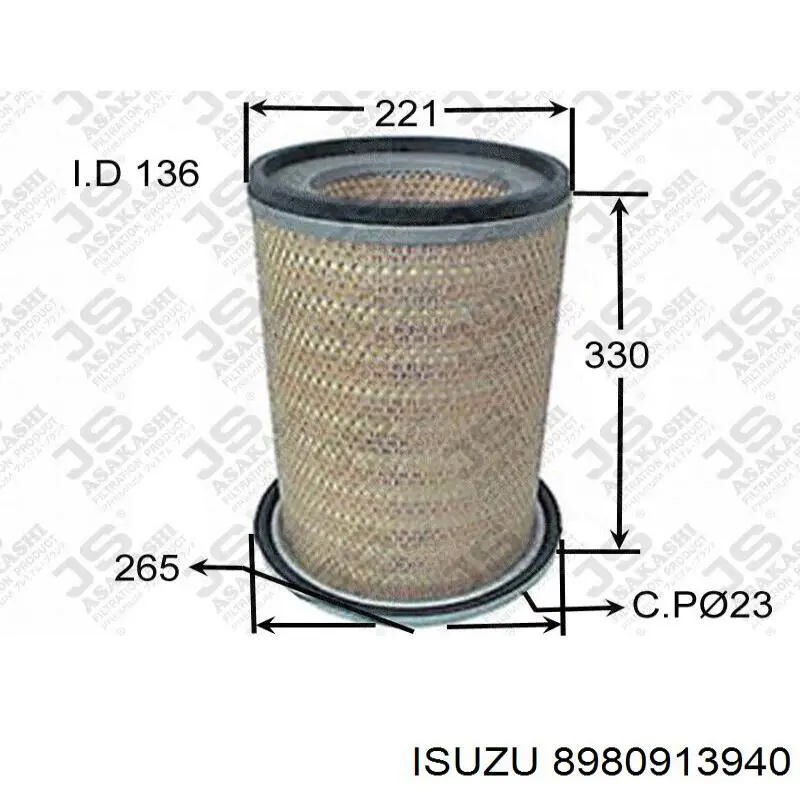 8980913940 Isuzu Воздушный фильтр двигателя