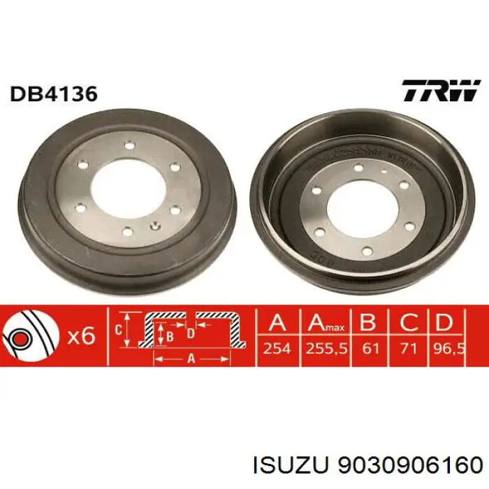 Тормозной барабан 9030906160 Isuzu