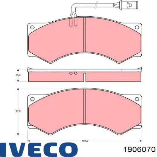 Передние тормозные колодки 1906070 Iveco