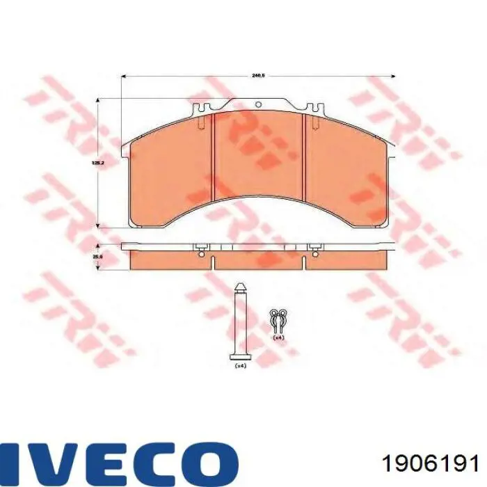 Купить 1906191 Iveco Колодки тормозные