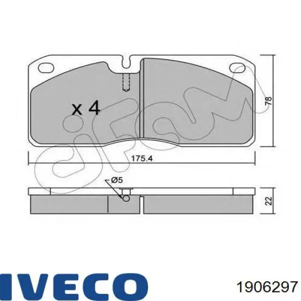 Купить 1906297 Iveco Колодки тормозные
