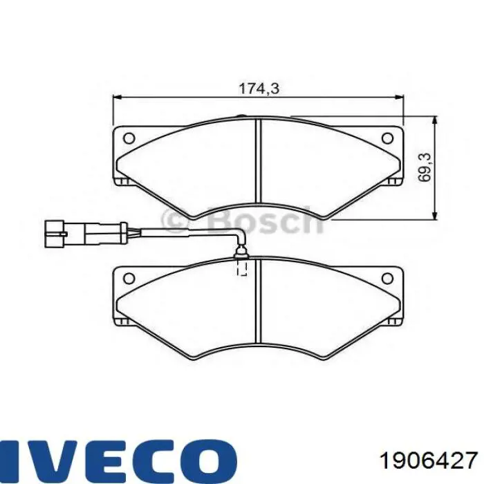 Колодки тормозные передние дисковые IVECO 1906427
