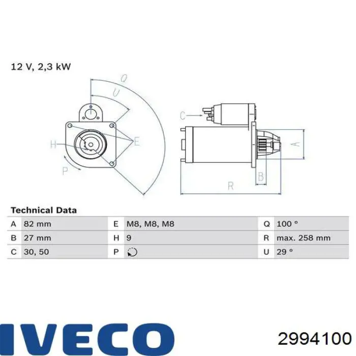 Стартер 2994100 Iveco