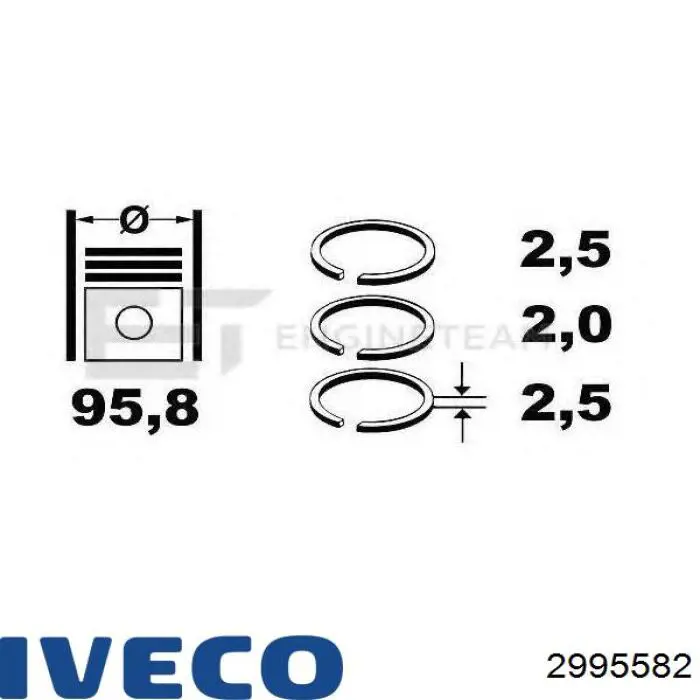 Комплект поршневых колец на 1 цилиндр, стандарт 2995582 Iveco