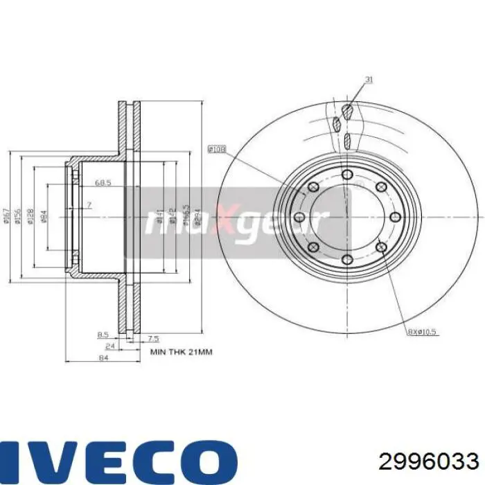 Задний тормозной диск Iveco 2996033 цена, от 50.89 USD