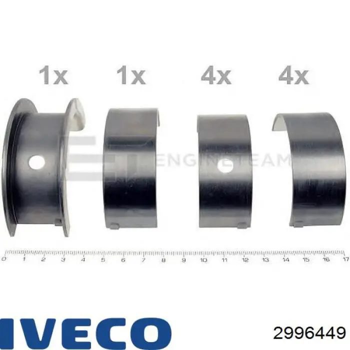 2996449 Iveco вкладыши коленвала коренные, комплект, стандарт (std)