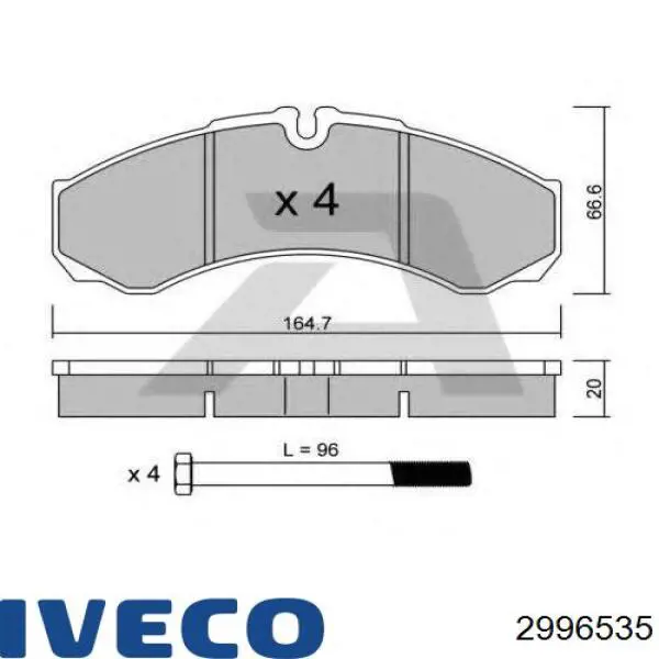2996535 Iveco колодки тормозные задние дисковые