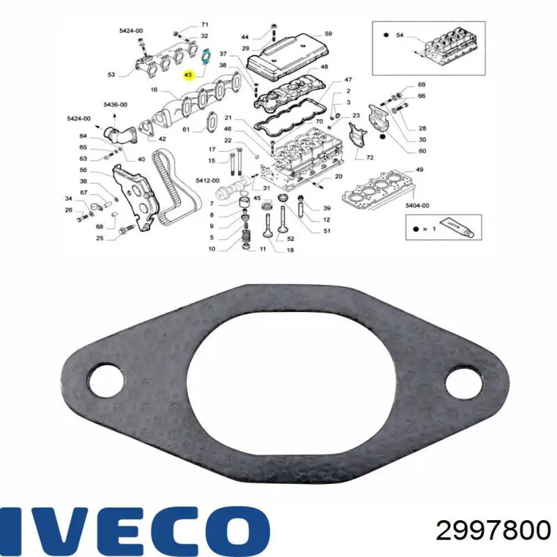 Прокладка коллектора выпускного Iveco 2997800 цена, от 1.00 USD