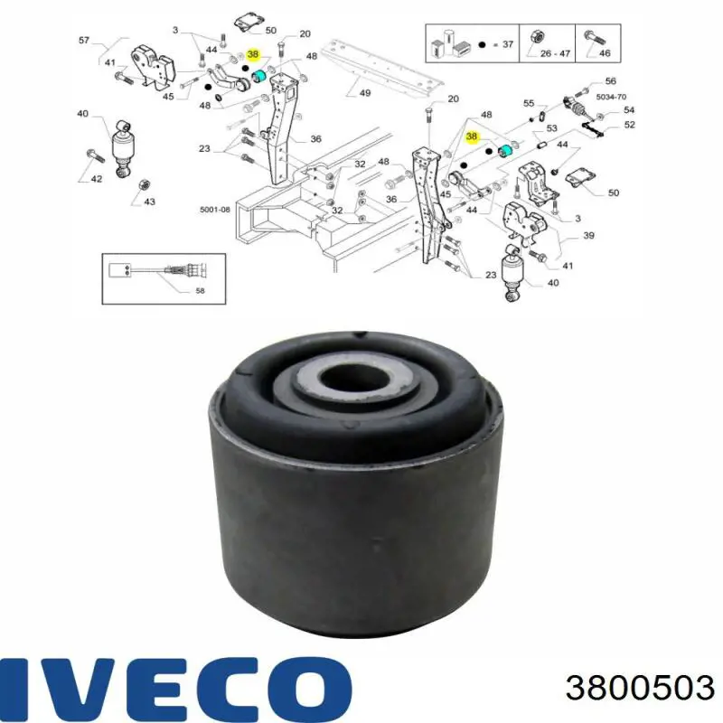 Кронштейн крепления зеркала заднего вида, левый Iveco 3800503