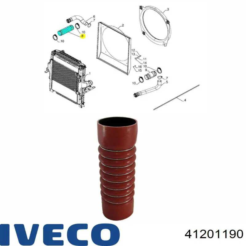 Шланг/патрубок интеркуллера Iveco 41201190 цена, от 49.01 USD