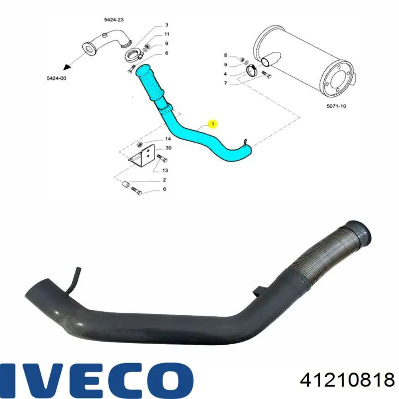 Приёмная труба 41210818 Iveco
