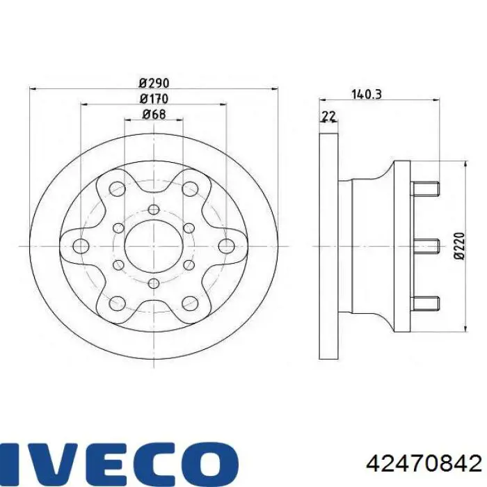 Тормоз дисковый передний Iveco 42470842 цена, от 88.15 USD