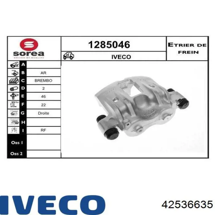 42536635 Iveco suporte do freio traseiro direito