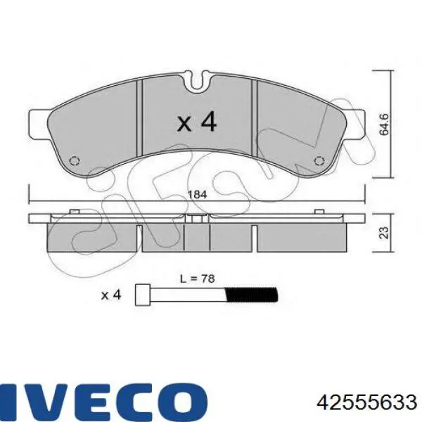 Колодки дисковые  Iveco 42555633 цена, от 39.63 USD