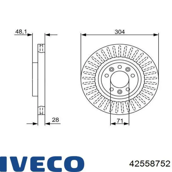 Передние тормозные диски 42558752 Iveco