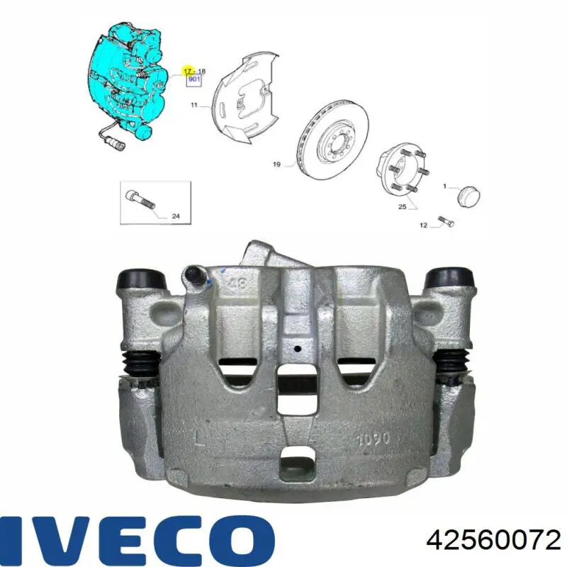 Суппорт тормозной передний левый 42560072 Iveco