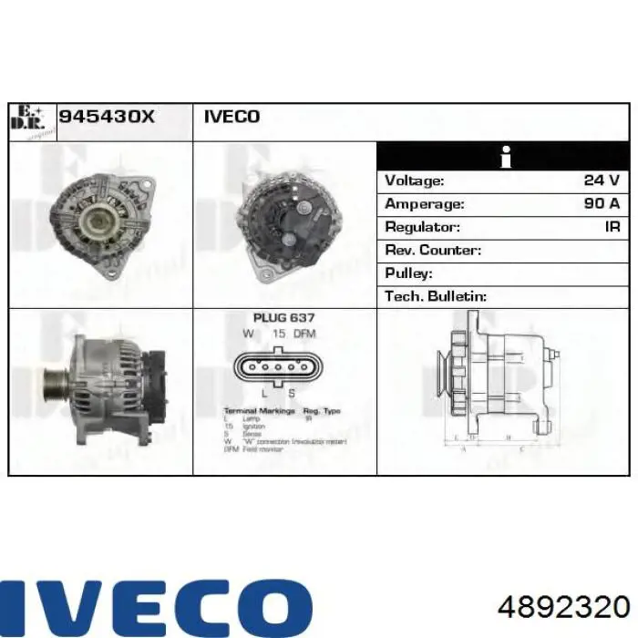 Купить 4892320 Iveco Генератор