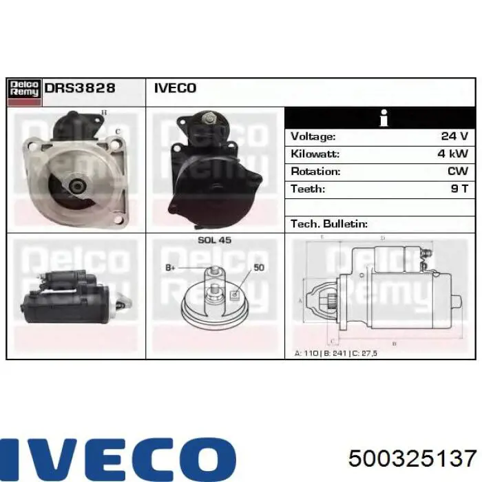 Стартер 2997760 Iveco