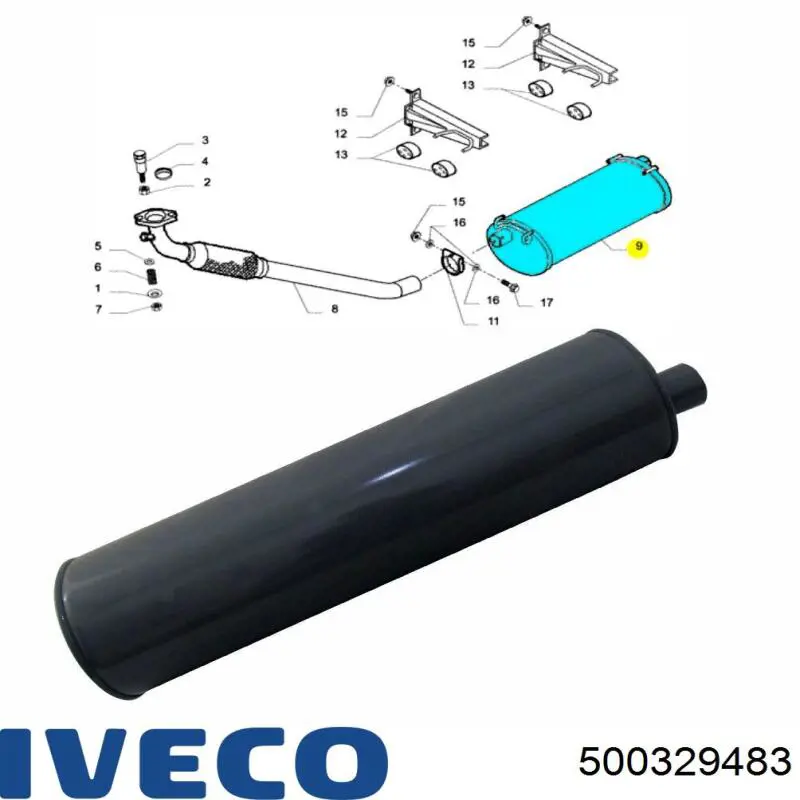 Глушитель, задняя часть 500329483 Iveco