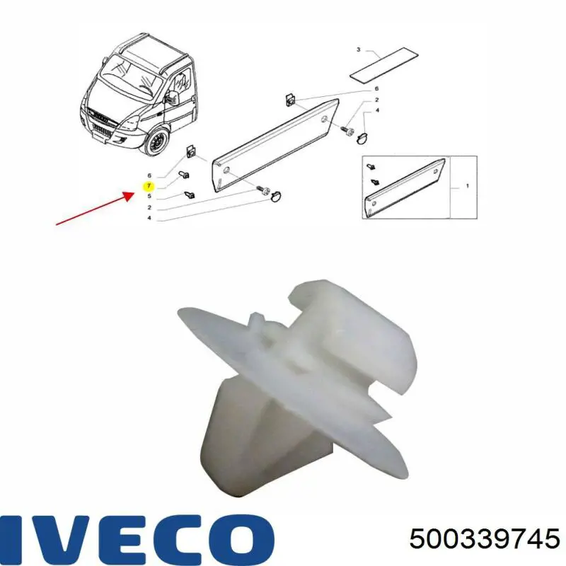 500339745 Iveco Клипса (пистон) крепления молдинга двери