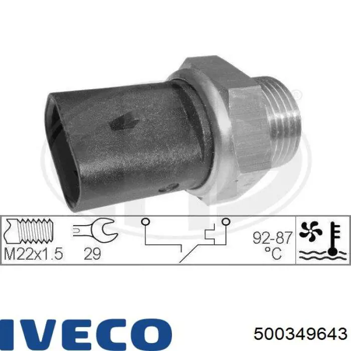 500349643 Iveco датчик температуры охлаждающей жидкости (включения вентилятора радиатора)