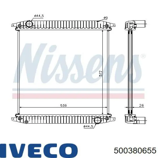 Радиатор охлаждения двигателя Iveco 500380655 цена, от 139.11 USD