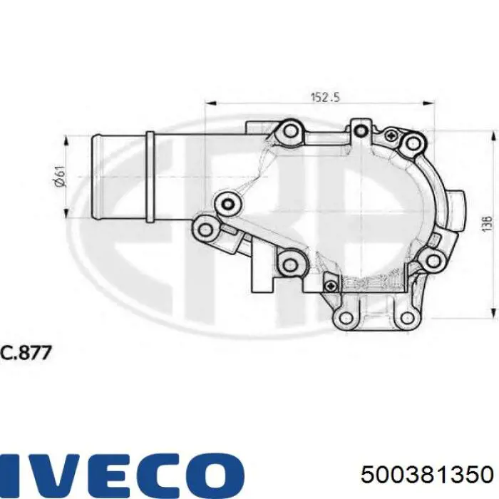 500381350 Iveco корпус термостата