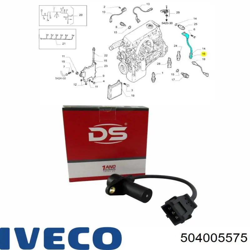 Датчик коленвала 504005575 Iveco