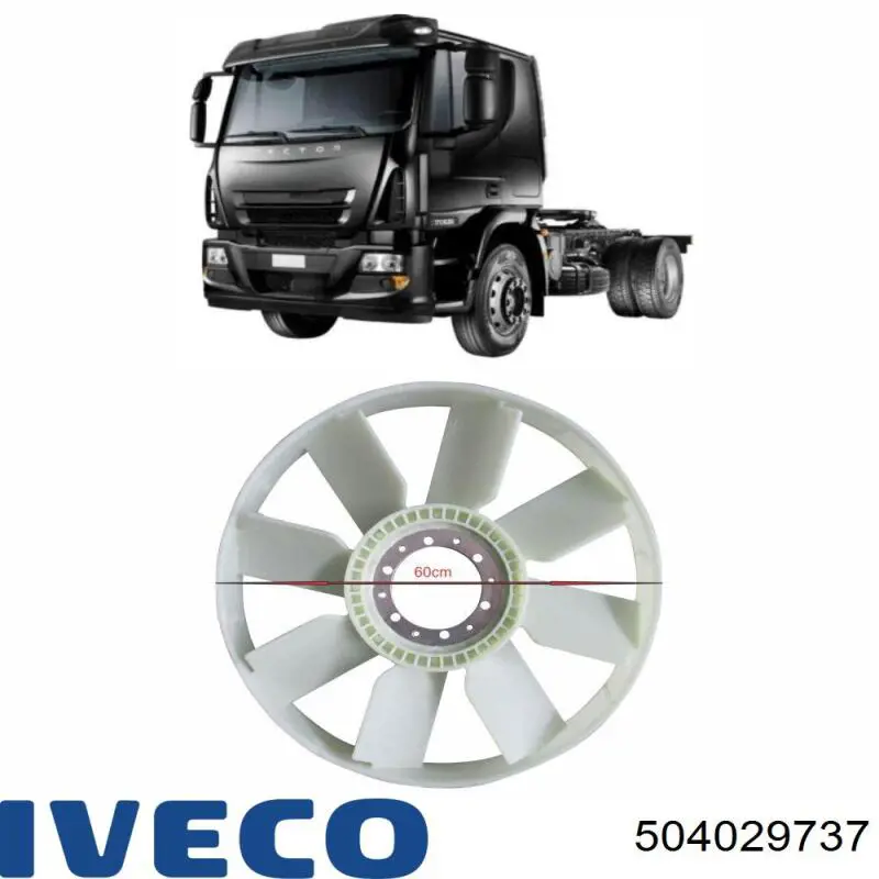 Крыльчатка радиатора охлаждения 504029737 Iveco