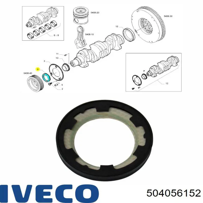 Купить 504056152 Iveco Передний сальник коленвала