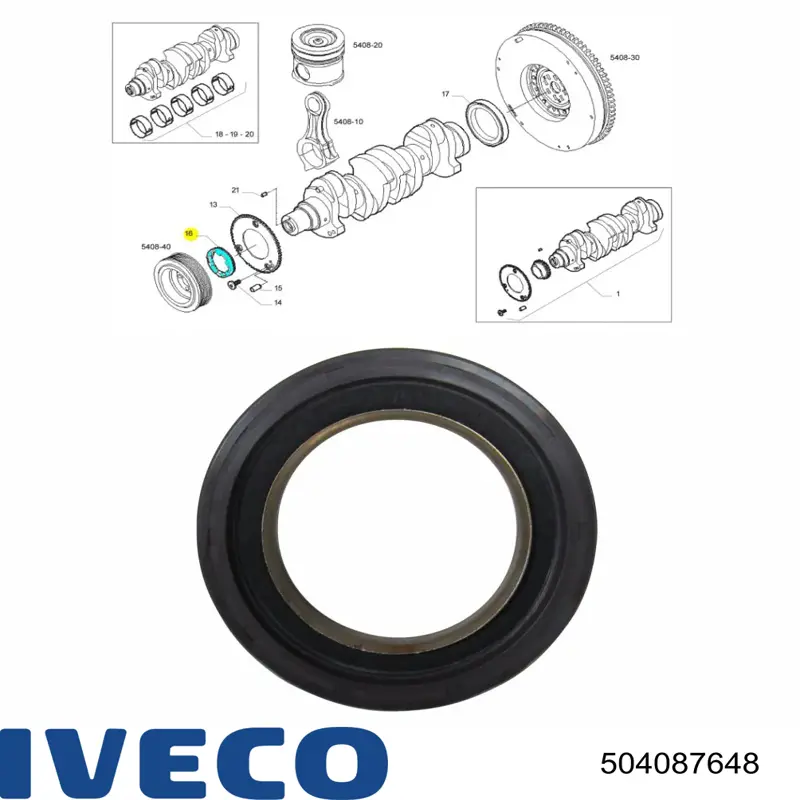 504087648 Iveco сальник коленвала двигателя передний