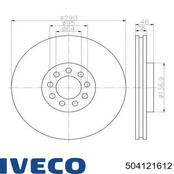 Купить 504121612 Iveco Ротор тормозной