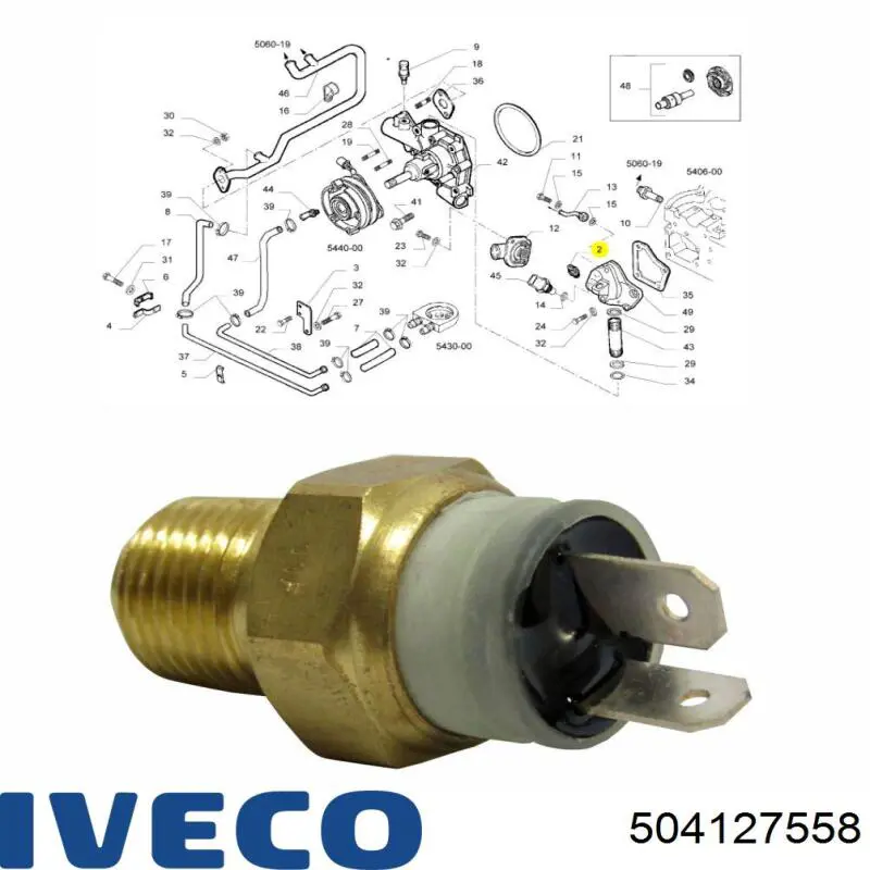 Датчик температуры охлаждающей жидкости 504127558 Iveco