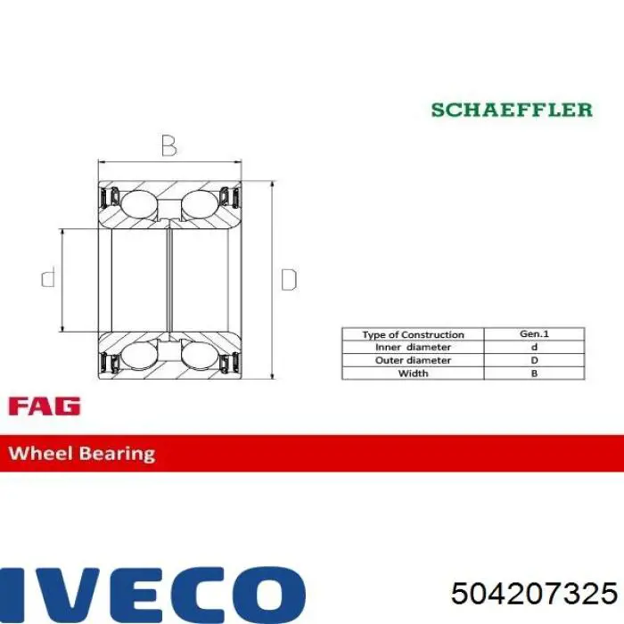 504207325 Iveco Подшипник задней ступицы внешний