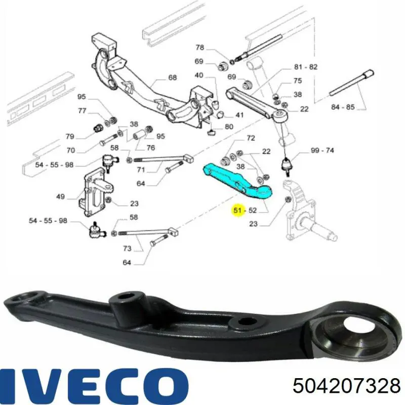 Левый рычаг передней нижней подвески Iveco 504207328 цена, от 108.05 USD