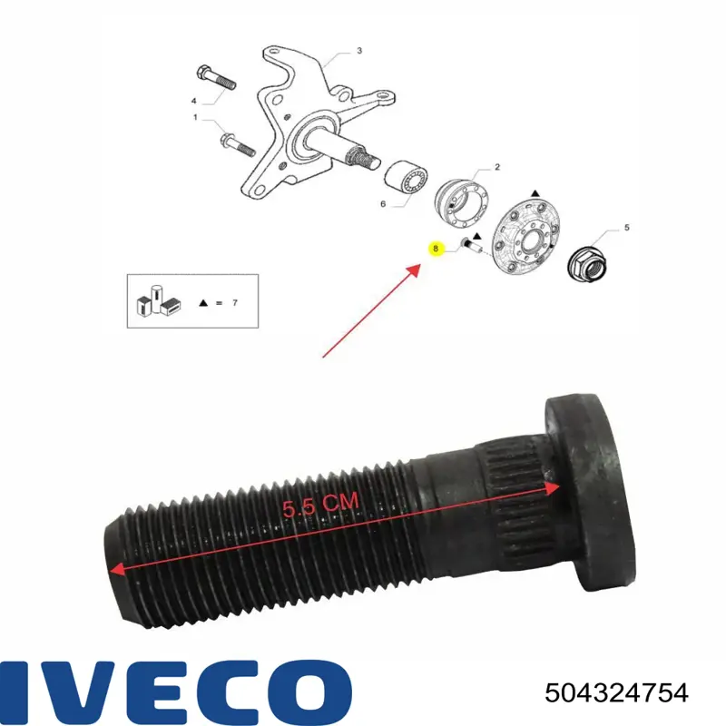 Шпилька колесная, передняя Iveco 504324754 цена, от 8.70 USD
