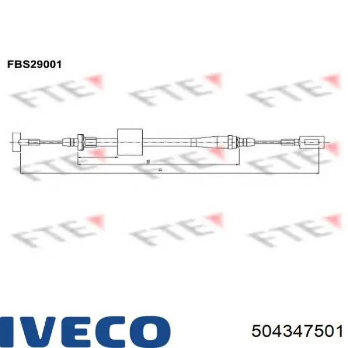 504347501 Iveco Трос ручного тормоза задний правый/левый
