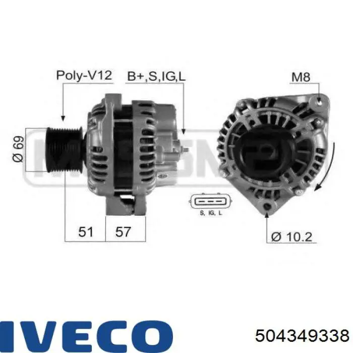 Генератор 504349338 Iveco