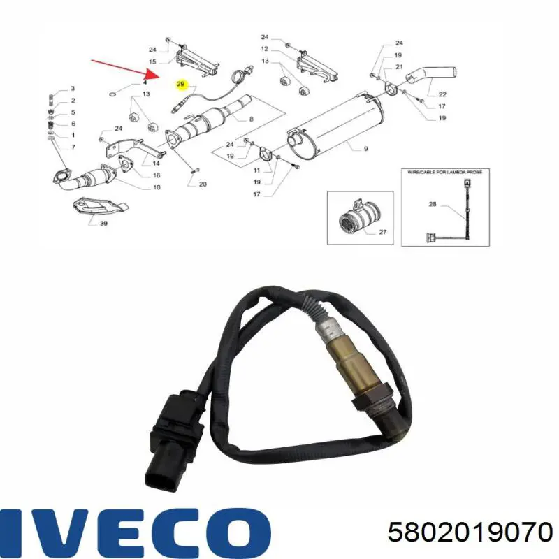 Лямбдазонд, датчик кислорода до катализатора Iveco 5802019070 цена, от 83.17 USD