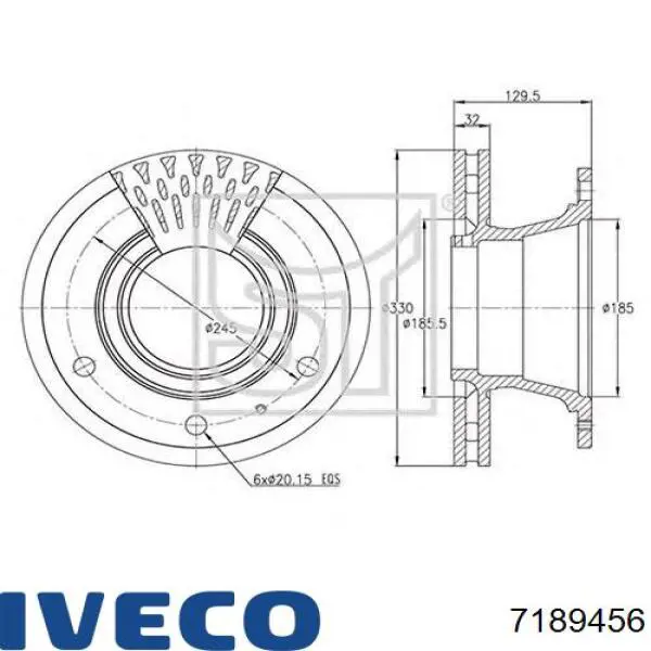 Задний тормозной диск Iveco 7189456 цена, от 116.10 USD