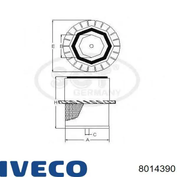 Элемент воздушного фильтра Iveco 8014390 цена, от 31.87 USD