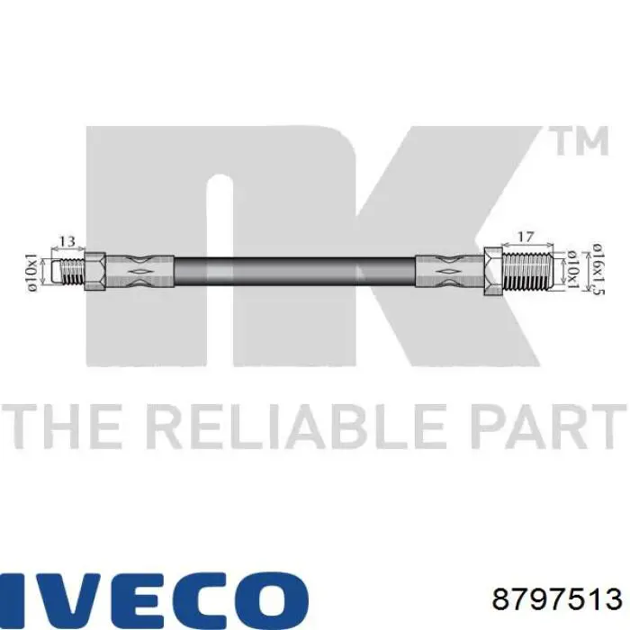 8797513 Iveco Гибкая тормозная трубка передняя
