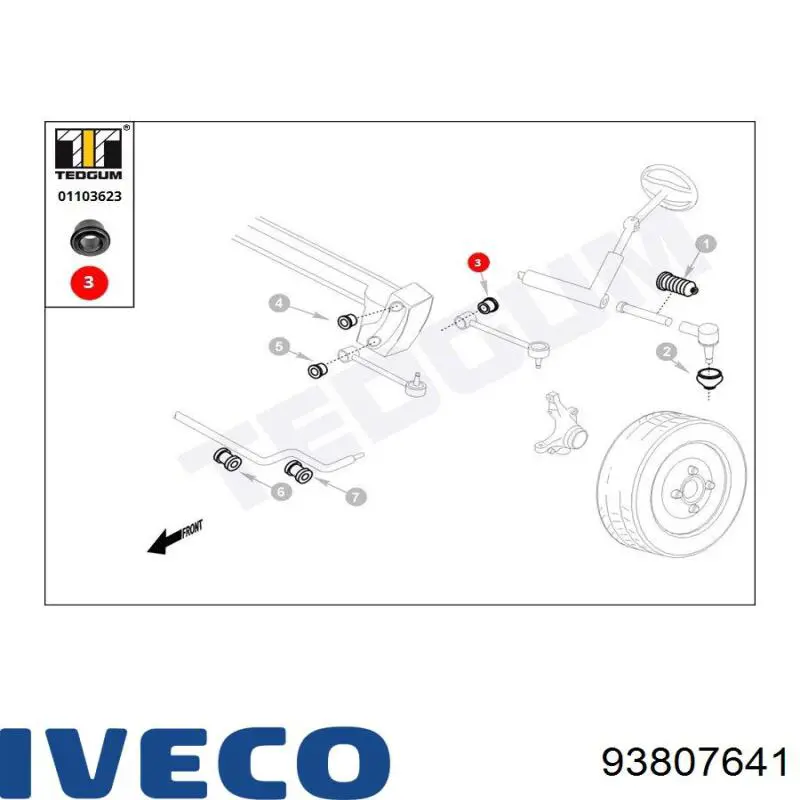 Купить 93807641 Iveco Сайлентблок переднего верхнего рычага