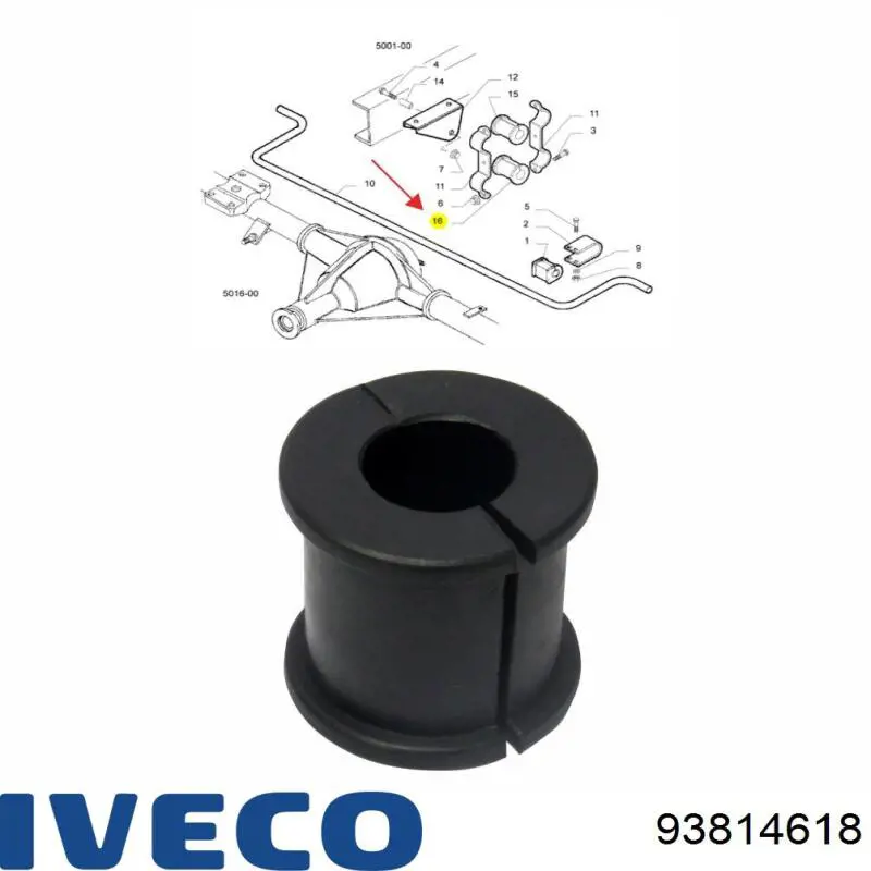 93814618 Iveco втулка стойки заднего стабилизатора
