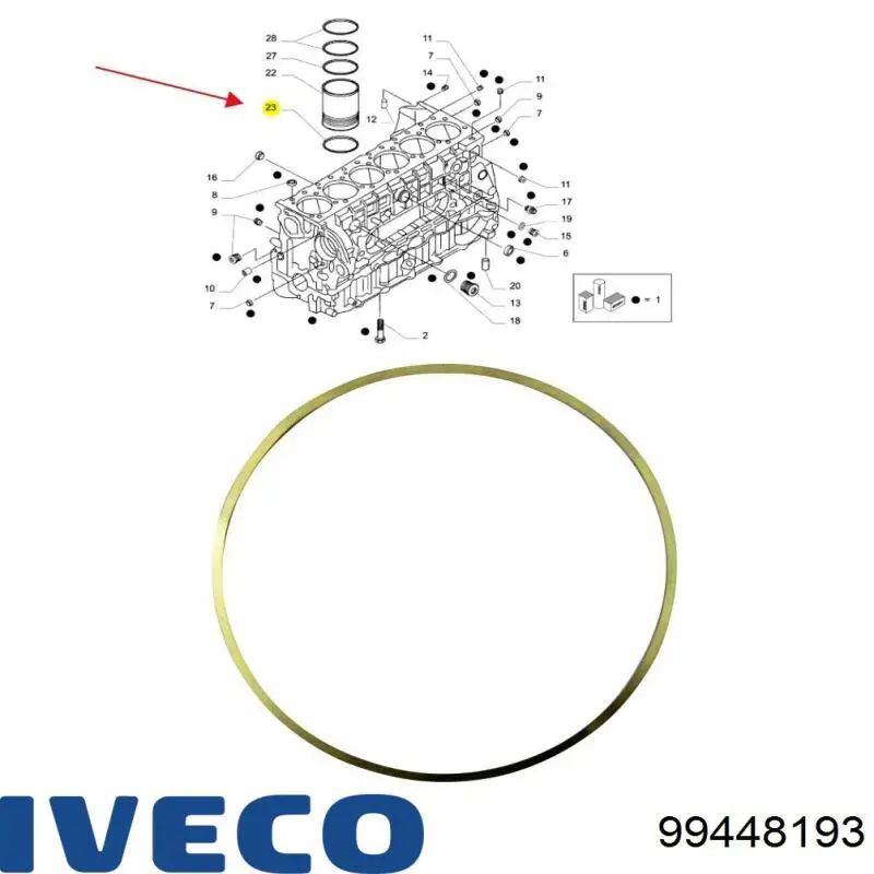 Кольцо уплотнительное под гильзу двигателя Iveco 99448193 цена, от 2.83 USD